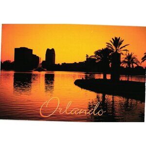 Orlando Sunset Cityscape Postcard Scenic Florida Collectible Art Print Travel